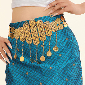 Цепочки для талии и живота из сплава с кристаллами и стразами в форме прямоугольника в виде монеты для женщин