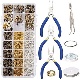 DIY Jewelry Sets, with Iron Jump Rings, Brass Earring Hooks, Iron Head Pins and Iron Crimp Ends