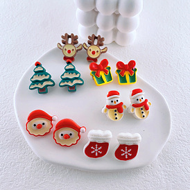 Sweet Christmas Santa Claus Reindeer Brooch - Girl's Festive Decoration Jewelry.