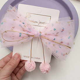 Милая заколка для волос в виде бабочки для девочек с милым кружевом и бантиком.