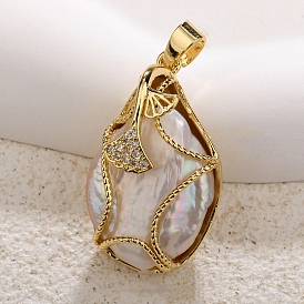 Подвески из раковины, с латунной найти, слезинка с подвеской в виде листьев