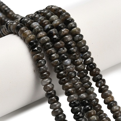 Натуральные нити бус из ларвикита, рондель