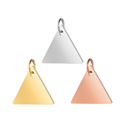 304 брелоки из нержавеющей стали для штамповки заготовок, с целью перехода в кольце, зеркальная полировка, ионное напыление (IP), треугольный шарм