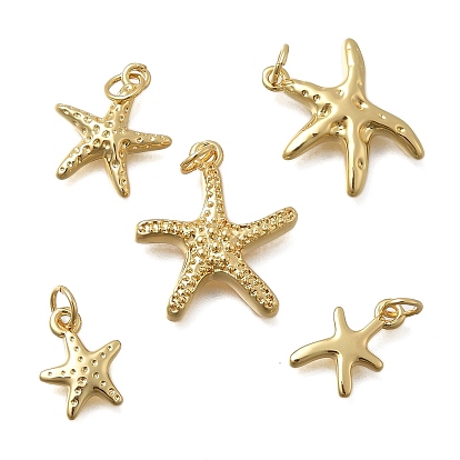 Латунные подвески, прелести морская звезда, без кадмия и без свинца, стойки покрытие, долговечный, с целью перехода в кольце