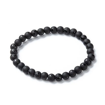 Матовые стеклянные бусы браслеты простирания, круглый с рисунком луны и звезд