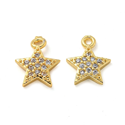 Placage de crémaillère en laiton micro pavé breloques en zircone cubique claire, plaqué longue durée, sans cadmium et sans plomb, étoiles