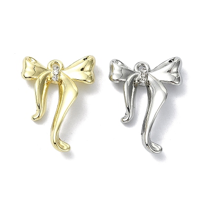 Rack Plating Alloy Rhinestone Pendants, Bowknot