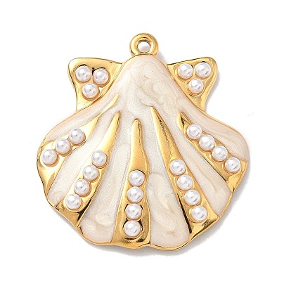 304 Подвески из нержавеющей стали с эмалью и имитацией жемчуга из АБС-пластика, , ионное покрытие (ip)