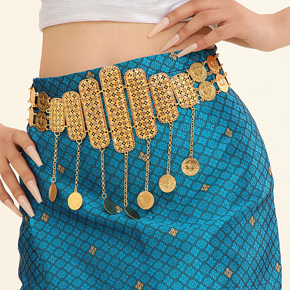 Цепочки для талии и живота из сплава с кристаллами и стразами в форме прямоугольника в виде монеты для женщин