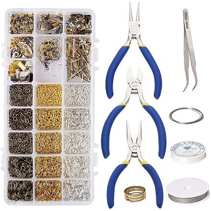 DIY Jewelry Sets, with Iron Jump Rings, Brass Earring Hooks, Iron Head Pins and Iron Crimp Ends