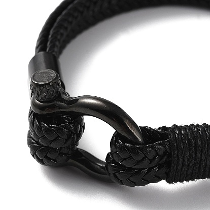 Bracelet en cuir tressé, avec 304 fermoirs en acier inoxydable pour hommes femmes