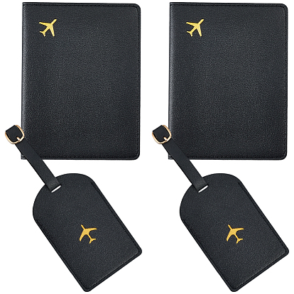 Комплекты из бирки для багажа и обложки для паспорта из искусственной кожи, прямоугольные