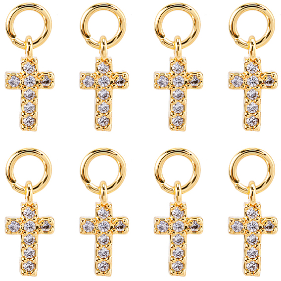 20шт. латунь micro pave кубический цирконий крошечные крестообразные подвески