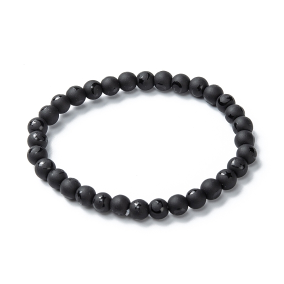 Матовые стеклянные бусы браслеты простирания, круглый с рисунком луны и звезд