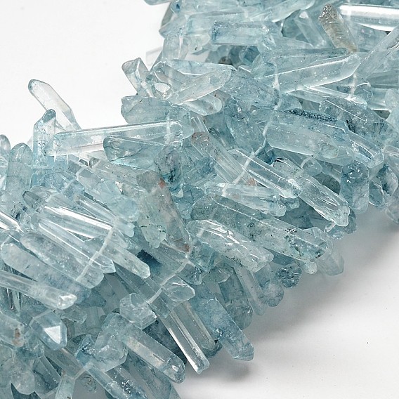 Pépites de quartz naturel poli perles brins, teint, 8~12x3~7x5~6mm, Trou: 1mm, Environ 77 pcs/chapelet, 15.4 pouce
