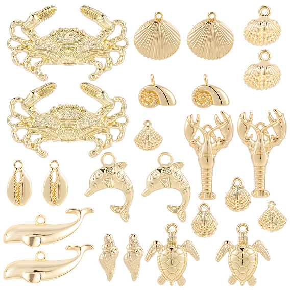 24 шт 12 стили подвески из сплава, морская тематика, без свинца, без никеля и без кадмия, разнообразные