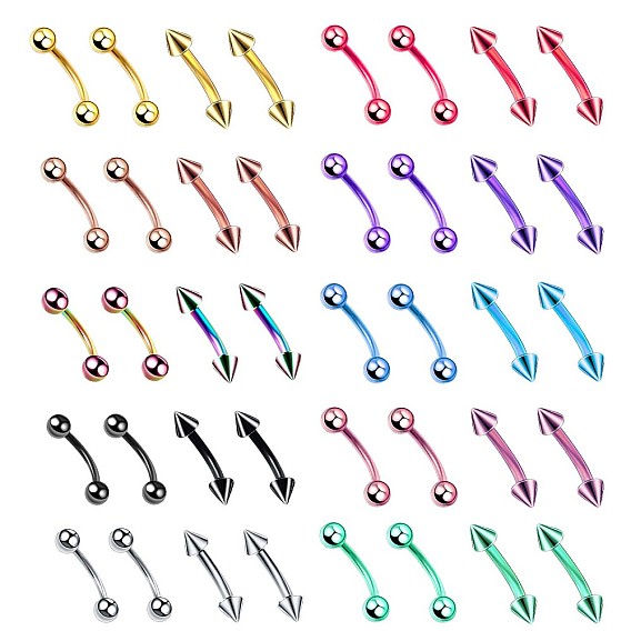 304 бровные кольца из нержавеющей стали, изогнутая штанга, украшения для пирсинга бровей