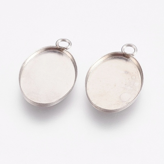 304 Настройки кабошон из нержавеющей стали кулон, чашки безель с краями, овальные
