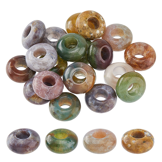 20шт. натуральный индийский агат европейские бусины, бусины с большим отверстием, рондель