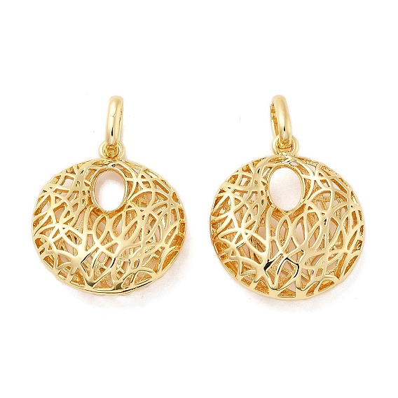 Латунные подвески, полые плоские круглые, без кадмия и без свинца, стойки покрытие, долговечный, с целью перехода в кольце