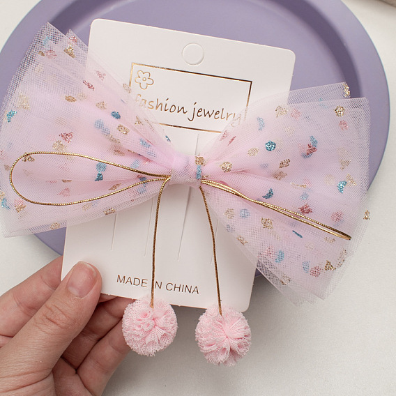 Милая заколка для волос в виде бабочки для девочек с милым кружевом и бантиком.