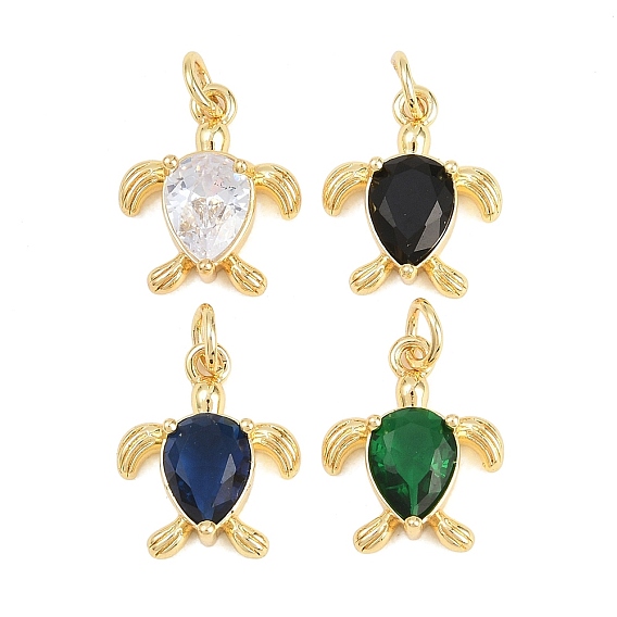 Латунные микро проложить кубического циркония подвески, прелести черепахи, без кадмия и без свинца, реальный 18 k позолоченный