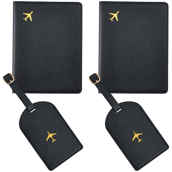 Комплекты из бирки для багажа и обложки для паспорта из искусственной кожи, прямоугольные