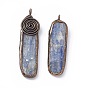 Natural Kyanite/Cyanite/Disthene Quartz Big Pendants, Oval Charms, with Red Copper Plated Tin Findings