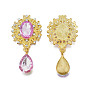 Alloy Flat Back Cabochons, with Acrylic Rhinestones, Oval and Teardrop, Golden, Faceted