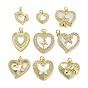 Brass Micro Pave Clear Cubic Zirconia Pendants, Cadmium Free & Lead Free, with Shell, Jump Rings, Real 18K Gold Plated
