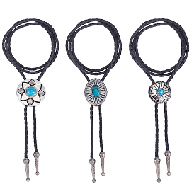 3 шт. 3 стили сплав паве смола имитация драгоценных камней цветок овальный кулон боло галстук лариат ожерелья, разнообразные