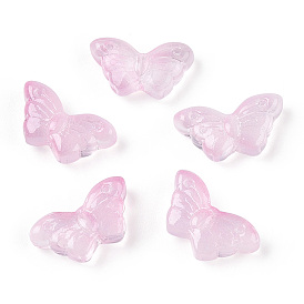 Baking Painted Transparent Glass Petal Beads, Butterfly