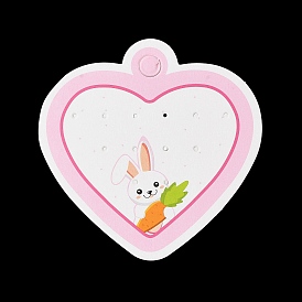 Cartes d'affichage de boucles d'oreilles en papier en forme de coeur, Cartes d'affichage de bijoux à imprimé lapin pour boucles d'oreilles