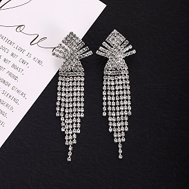 Fashionable Tassel Earrings with Jellyfish Claw Chain and Micro Inlaid Diamonds