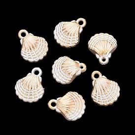 Colgantes de perlas de imitación de plástico abs, encantos de forma de concha, metal dorado enlaced