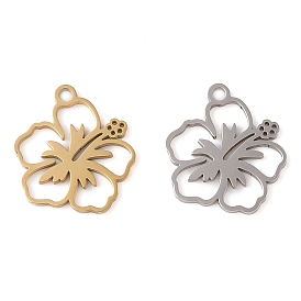 Manual Polishing 201 Stainless Steel Pendants, Laser Cut, Flower Charm