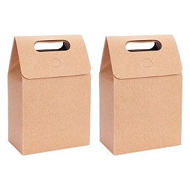 Kraft Paper Bags, Flip over Paper bag, with Handle, Rectangle