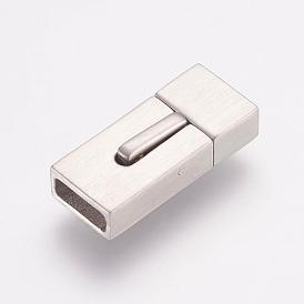 304 Stainless Steel Bayonet Clasps, Ion Plating (IP), Rectangle, Frosted