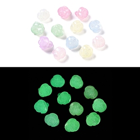 Plating Opaque Acrylic Beads, Luminous Glow in the Dark, Rose