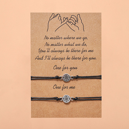 Adjustable Compass Braided Bracelet for Couples - Stylish and Personalized Card Hand Chain