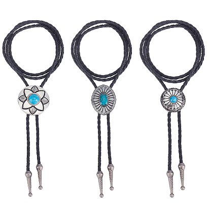 3 шт. 3 стили сплав паве смола имитация драгоценных камней цветок овальный кулон боло галстук лариат ожерелья, разнообразные