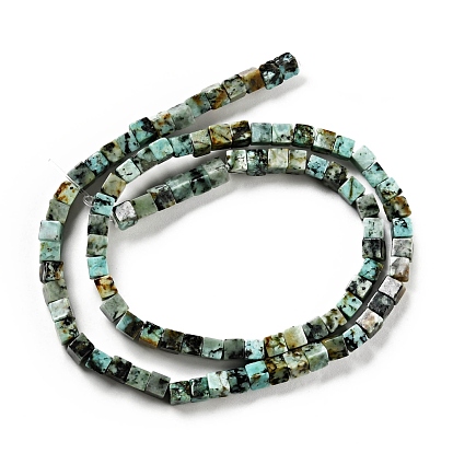 Brins de perles de turquoise africaine naturelle (jaspe), cube