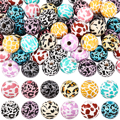 72шт. 12 цвета деревянные европейские бусины, круглые, корова