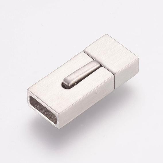 304 Stainless Steel Bayonet Clasps, Ion Plating (IP), Rectangle, Frosted