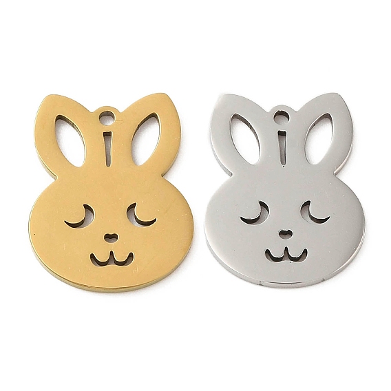 5 шт. 201 подвески из нержавеющей стали, лазерная резка, очарование кролика