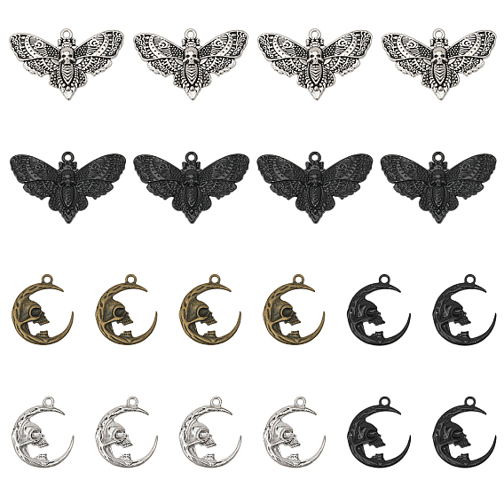 20шт 5 набор подвесок из сплава стиля, мотылек и луна с черепом