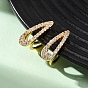 Серьги-капли из латуни с микропаве из прозрачных кубических цирконий, без никеля 