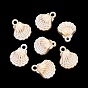 Pendentifs en plastique imitation perle abs, breloques en forme de coquillage, métal doré enlaça