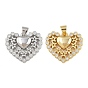 Латунные микро проложить кубического циркония подвески, сердце прелести, стойки покрытие, долговечный, без свинца и без кадмия