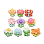 Cabochons décodés en résine opaque, fleur
